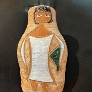 FRATELLI FANCIULLACCI VINTAGE LARGE VASE # 7897 ITALY COLORFUL WOMEN 50s-60s